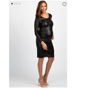 PinkBlush long sleeved sequined maternity dress